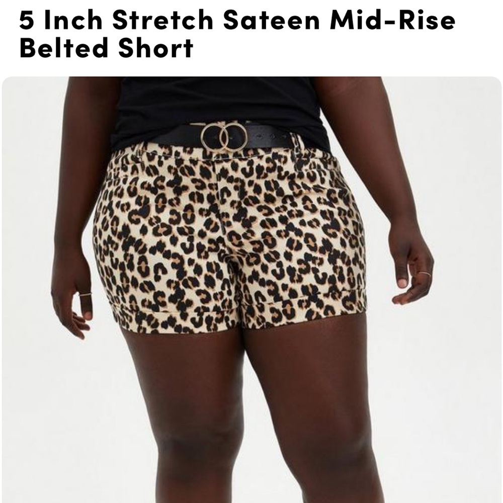 Torrid Leopard Belted Sateen Shorts